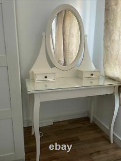 Ikea Hemnes White dressing table with glass top, mirror, 3 drawers RRP£165