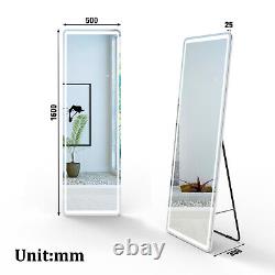 Illuminated Full Length Mirror with LED Lights 3 Colors Dimmable 160x50cm