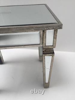 Interiors InVogue Mirrored dressing table Stool Wood Glass Antique Silver C2