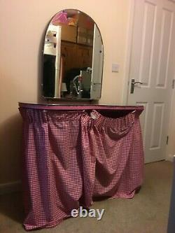 Kidney Shaped Dressing Table Pink Shabby Chic Glass Top Mirror Girls Ladies