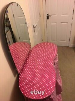 Kidney Shaped Dressing Table Pink Shabby Chic Glass Top Mirror Girls Ladies