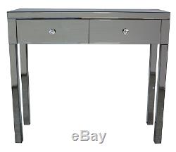 LANSBURY Glass Mirrored Dressing Table, Vanity Table, Console Desk UK