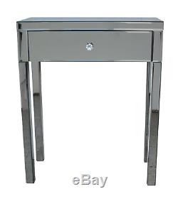 LANSBURY Glass Mirrored Dressing Table, Vanity Table, Console Desk UK