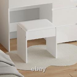 LED Dressing Mirror Makeup Table with Stool Drawer White Bedroom Vanity Unit Set