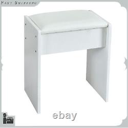LED Lighted Dressing Table with Mirror 6 Drawers Stool Bedroom Vanity Makeup Desk