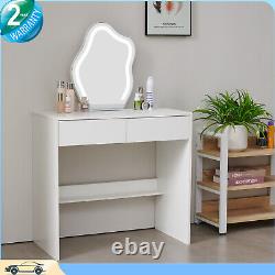 LED Lighted Mirror Dressing Table Bedroom Furniture Makeup Vanity Desk & Drawer