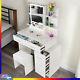 Led Lighted Mirror Hollywood Room Vanity Makeup Table Set With Stool & 5 Drawers