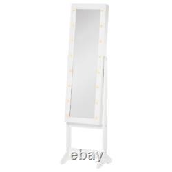 LED Mirrored Jewellery Cabinet 36Lx30Wx136Hcm White Mirror Dressing Make Up