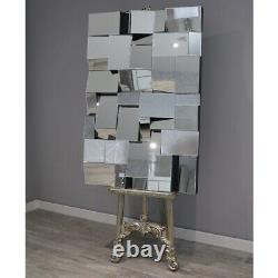 Large 3D Glass Framed Multi Facet Bevelled Wall Mirror Extra Large 120 x 80cm
