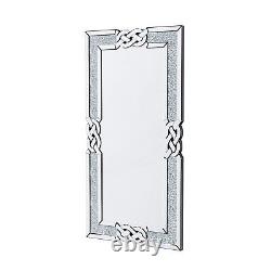 Large Crushed Diamond Wall Mirror Diamante Gems Crystal Sparkly Silver Home Déco