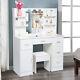 Large Dressing Table With Lighted Mirror 6 Drawers Vanity Makeup Desk Set +stool