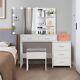 Large Dressing Table With Mirror Drawers Stool Vanity Set Bedroom Makeup Table