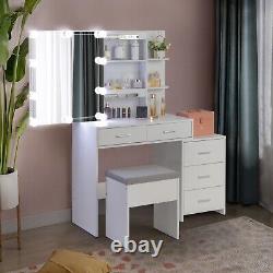 Large Dressing Table With Mirror Drawers Stool Vanity Set Bedroom Makeup Table