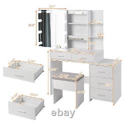 Large Dressing Table With Mirror Drawers Stool Vanity Set Bedroom Makeup Table