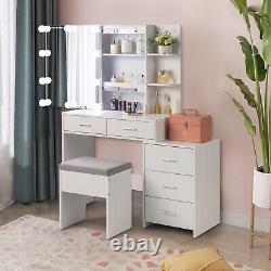 Large Dressing Table With Mirror Drawers Stool Vanity Set Bedroom Makeup Table