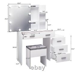 Large Dressing Table With Mirror Drawers Stool Vanity Set Bedroom Makeup Table