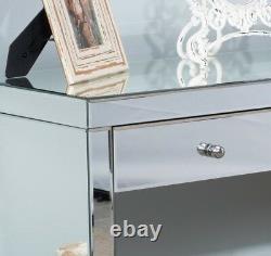 Luxury 90cm Glass Mirror Hall Bedroom Mirrored Dressing Table Chic Vanity Unit