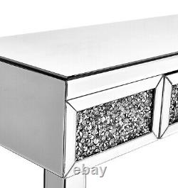 Luxury Crystal Diamond Effect Dressing Table & Mirror Makeup Vanity Desk Drawer