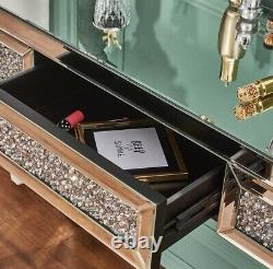 Luxury Crystal Diamond Effect Dressing Table & Mirror Makeup Vanity Desk Drawer