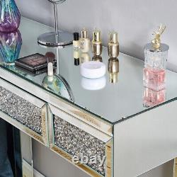 Luxury Glass Dressing Table Mirrored Bedroom Make-Up Console Vanity Table