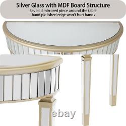 Luxury Mirrored Console Table Hall Living Room Table Half Moon Dressing Table
