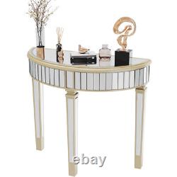 Luxury Mirrored Console Table Hall Living Room Table Half Moon Dressing Table