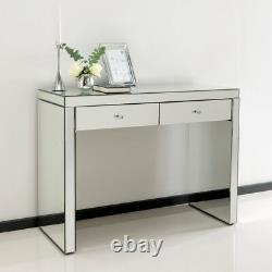 Luxury Mirrored Dressing Table Bedroom Set Home Vanity Dresser Console Silver