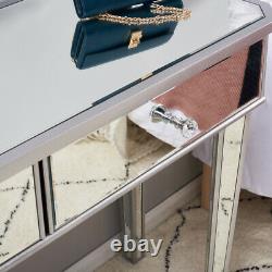 Luxury Mirrored Glass 2 Drawer Dressing Table Stool &Make-up Mirror Bedroom