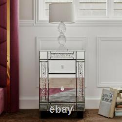 Luxury Mirrored Glass Dressing Table Mirror Stool Console Bevelled Venetian