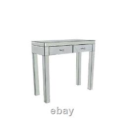 Make-up Desk Mirrored Glass 2 Drawers Dressing Table Console Bedroom Home