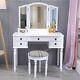 Makeup Desk And Stool Set Bedroom Dressing Table Vanity Dressingcase With Mirror