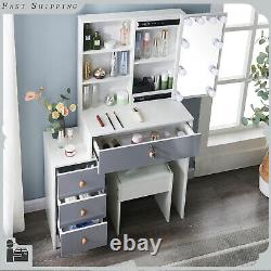 Makeup Dressing Table with 10 Dimmable LED Mirror & 4 Drawers Vanity Set Bedroom