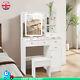 Makeup Dressing Table With Led Sliding Mirror 4 Drawers 1 Door Shelves With Stool
