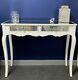 Margot 2 Drawer White Mirrored Mosaic Crackle Glass Console Dressing Hall Table