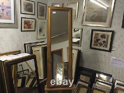 Medium Oak Stained Shaped Solid Pine Long And Full Length Dressing Mirrors