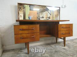 Mid 20th Century Teak Four Drawer Floating Top Dressing Table with Large Mirror