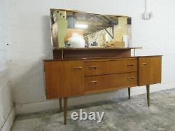 Mid 20th Century Teak Two Drawer Dressing Table with Mirror, Shelf and Cupboards