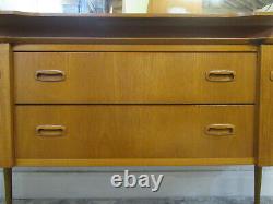 Mid 20th Century Teak Two Drawer Dressing Table with Mirror, Shelf and Cupboards
