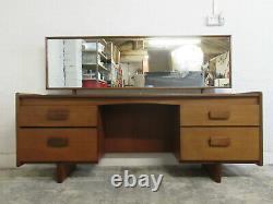 Mid 20th Century White and Newton Teak Four Drawer Dressing Table with Mirror