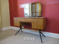 Mid 20th Century Wrighton Teak & Melamine Five Drawer Dressing Table with Mirror
