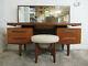 Mid Century G Plan Fresco Teak Five Drawer Dressing Table With Mirror And Stool