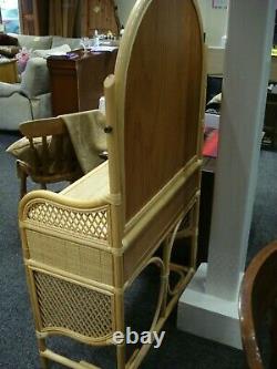 Mid century bamboo dressing table glass top with Mirror wicker desk rattan