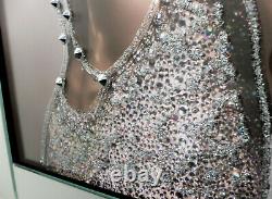 Mirror Frame Lady In Dress with Glitter Liquid Crystal Glass Wall Art 100x60cm