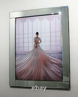 Mirror Frame Lady In Dress with Glitter Liquid Crystal Glass Wall Art 95x75cm