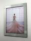 Mirror Frame Lady In Pink Dress Glitter Liquid Crystal Glass Wall Art 95x75cm
