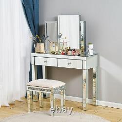 Mirror Makeup Desk Glass Dressing Table Stool Bedroom Console Venetian Vanity UK