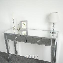 Mirrored 2 Drawer Dressing Table Laptop Desk Bedroom Luxury Furniture Dresser