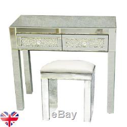 Mirrored 2 Drawers Dressing Table Bedroom Console Vanity Make-up Desk UK