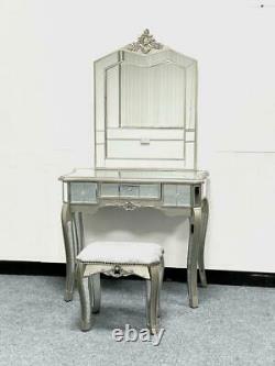 Mirrored Bedroom Dressing Console Glass Table Stool Mirror Vanity Desk Venetian