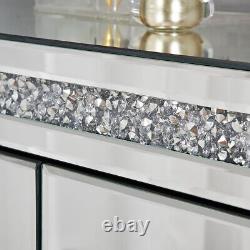 Mirrored Console Crystal Crushed Diamond Glass Sparkly Mirror Dressing Table NEW